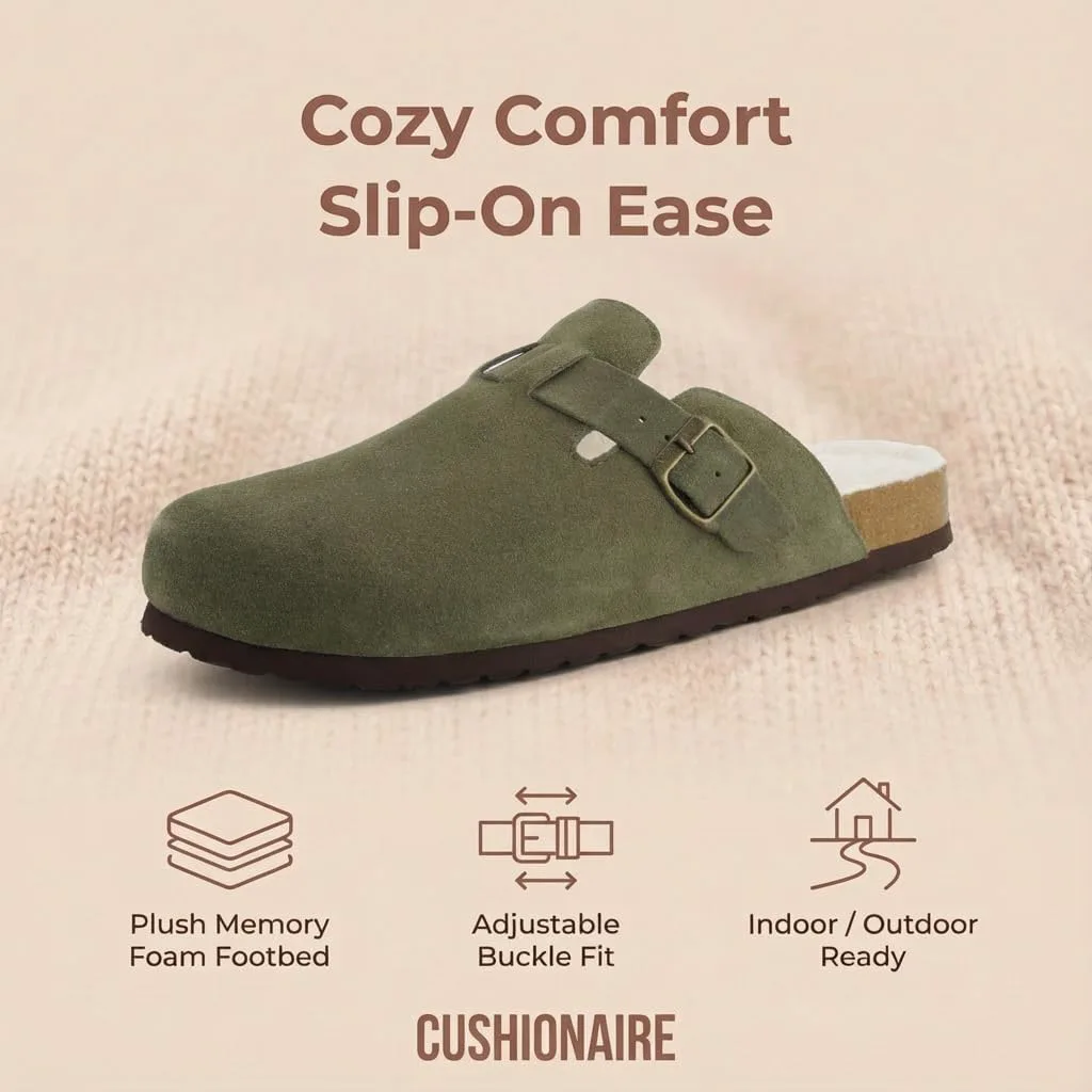 Мужские сабо CUSHIONAIRE Haze Cozy - повседневная обувь с мягкой стелькой для комфортной носки дома и на улице, оливковый