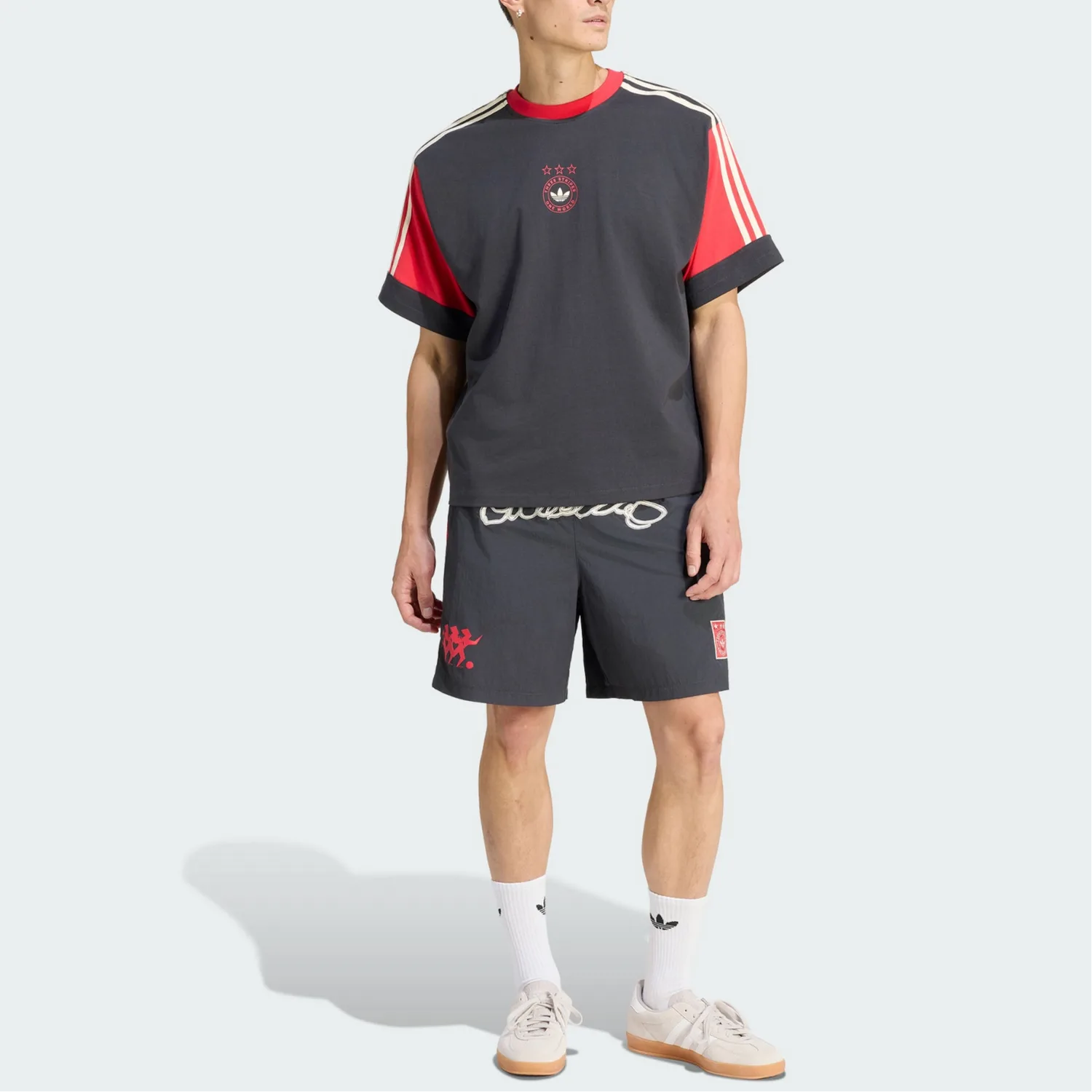Спортивные шорты мужские Adidas Originals, Graphite Black/Pure Gemstone Red — фото 3