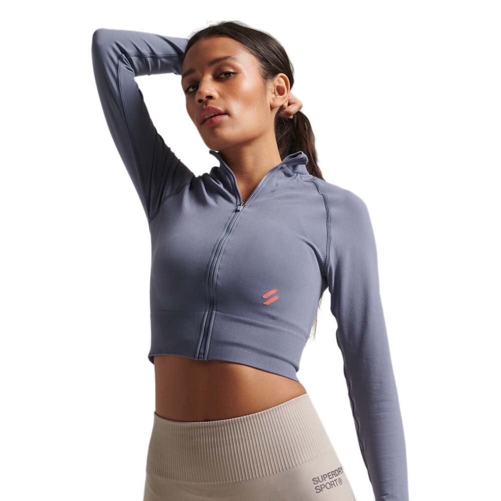 

Футболка с длинным рукавом Superdry Seamless Zip Thru Mid Layer, серый