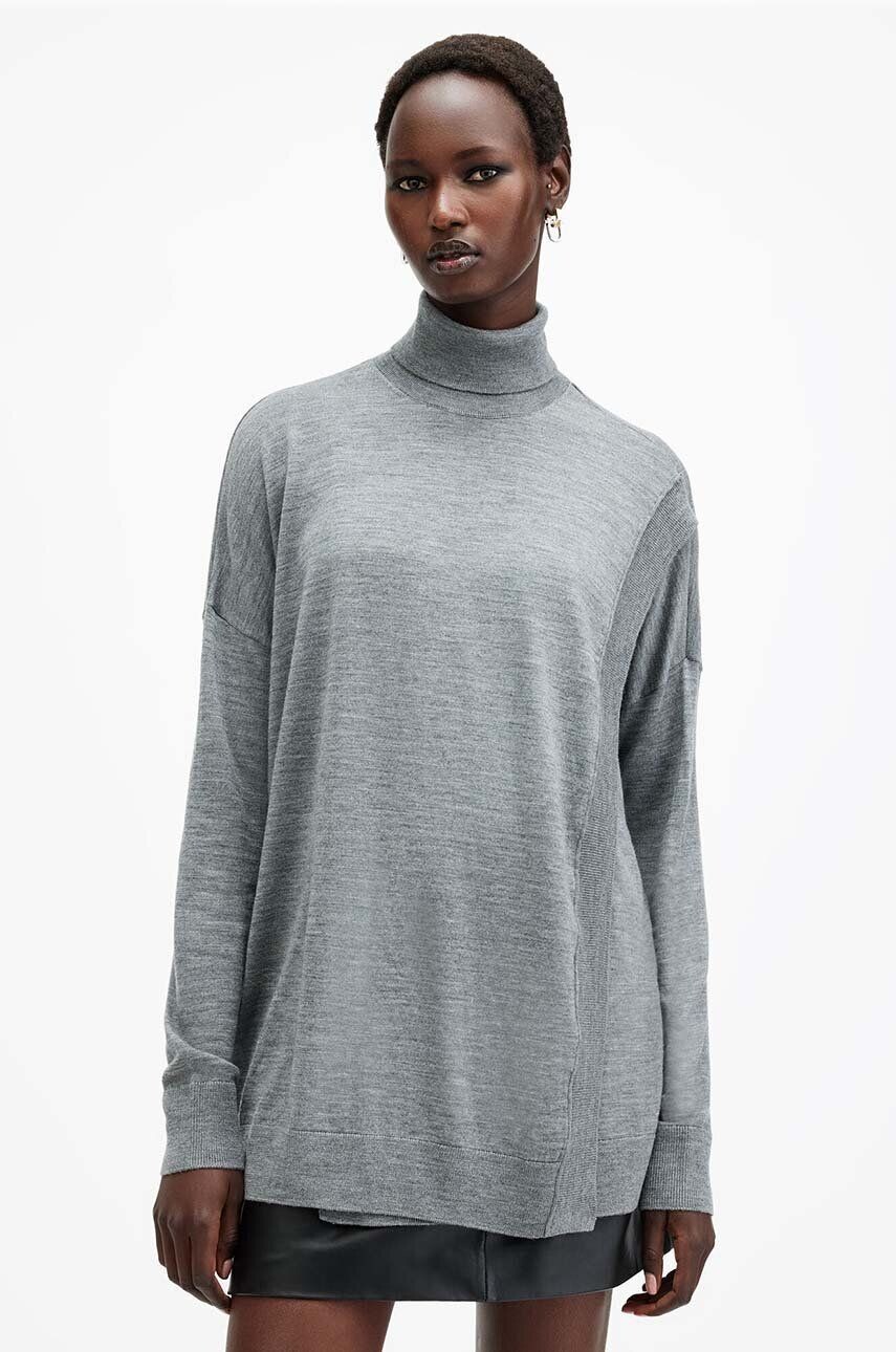 

Свитер AllSaints из шерсти BERN WRAP JUMPER, серый