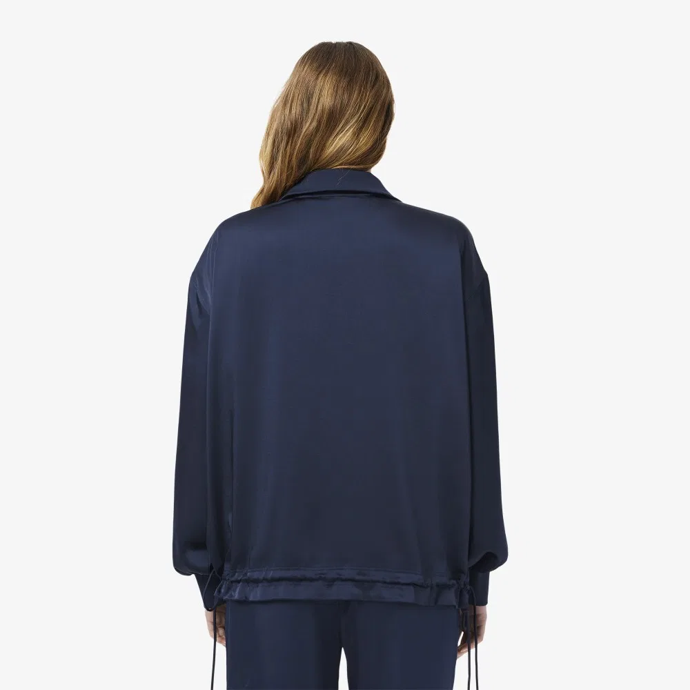 Рубашка женская Lacoste Fluid Half-Zip, темно-синяя — фото 3