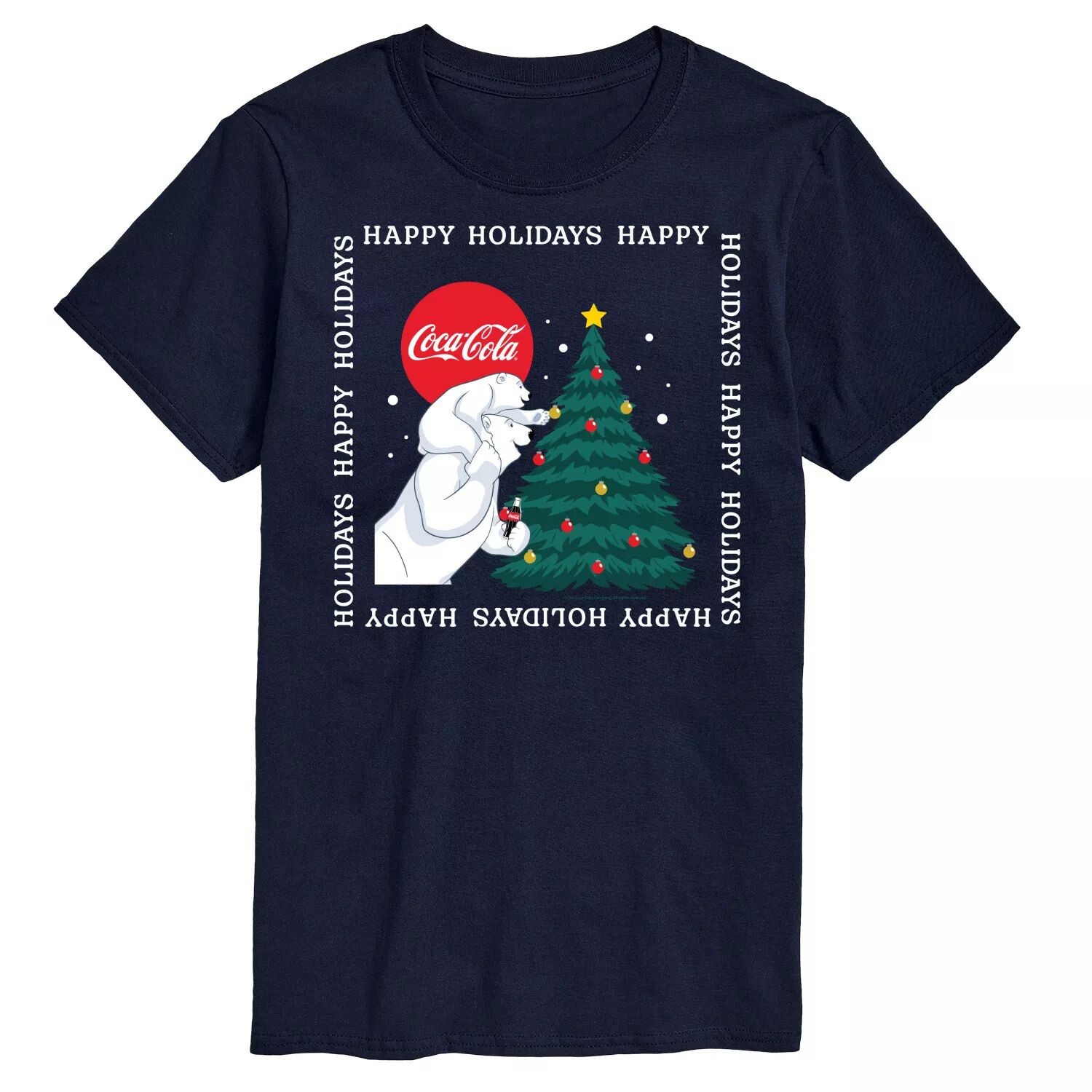 

Футболка с изображением мишек Big & Tall Coca-Cola Happy Holidays Licensed Character, синий