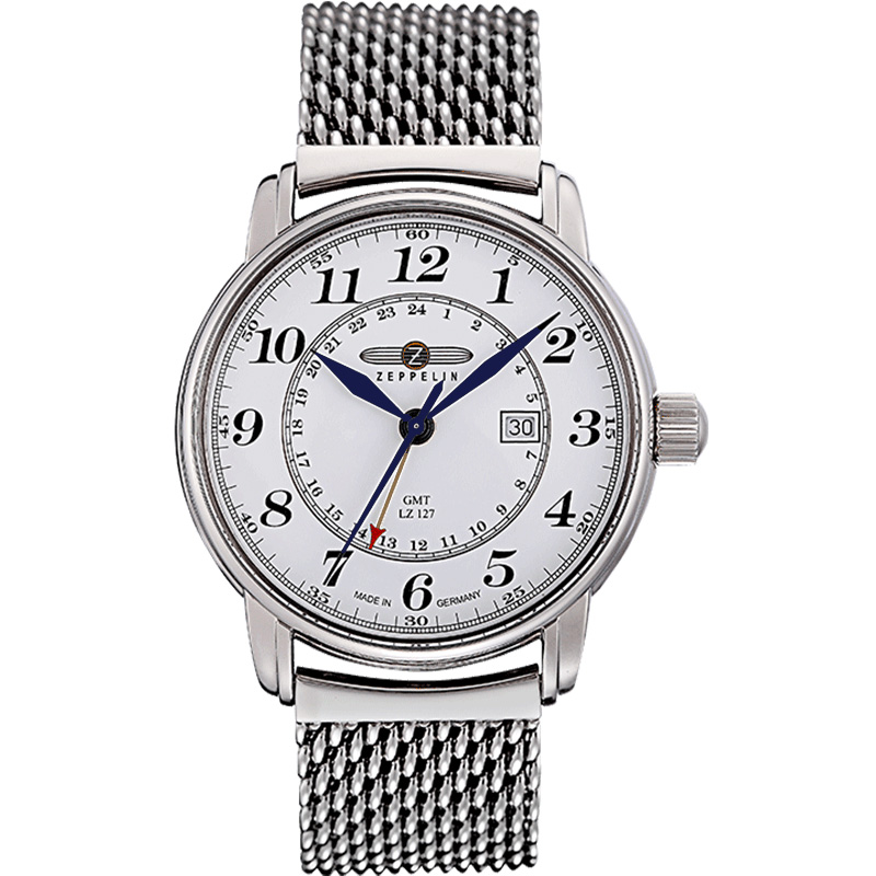 

ZEPPELIN Часы Piaget Collection Quartz Movement Men's Watch Watch 42 White Dial Stainless Steel Watchband, 7642M-1
