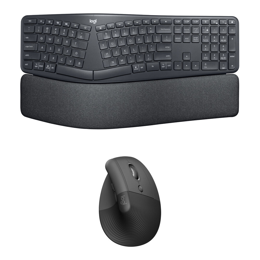 

Комплект Logitech Wireless ERGO K860 Split Keyboard & Lift Vertical Mouse для повышения производительности