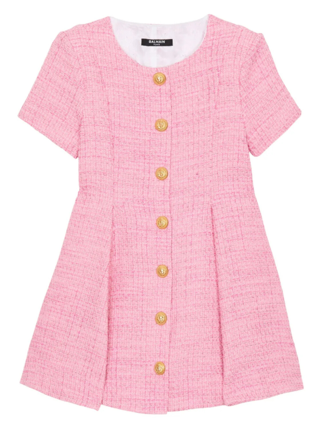 

Balmain Kids расклешенное твидовое платье, розовый