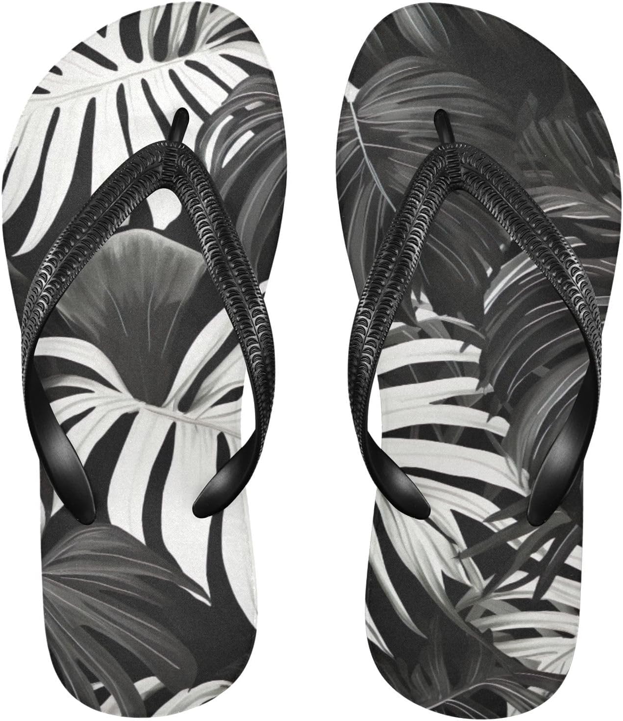 

Женские и мужские летние пляжные шлепанцы Palm Leaf с тропическим дизайном, для душа Kfbe, черный