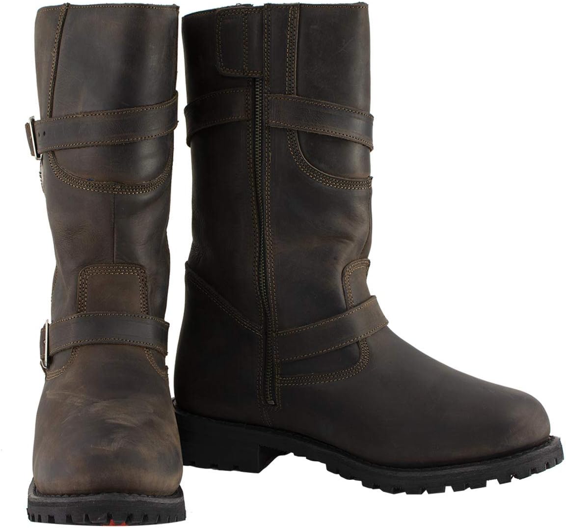 Мужские мотоциклетные ботинки Milwaukee Leather MBM9063 классические с эффектом потертости, коричневая кожа, инженерные байкерские ботинки - размер 8 ‎Milwaukee Leather — фото 4