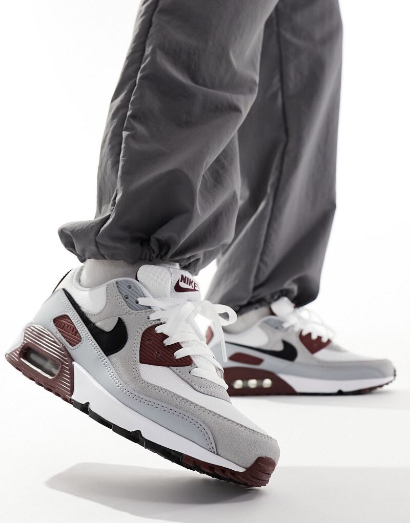 

Кроссовки Nike Air Max 90 серого, белого и бордового цвета, Белый, Кроссовки Nike Air Max 90 серого, белого и бордового цвета