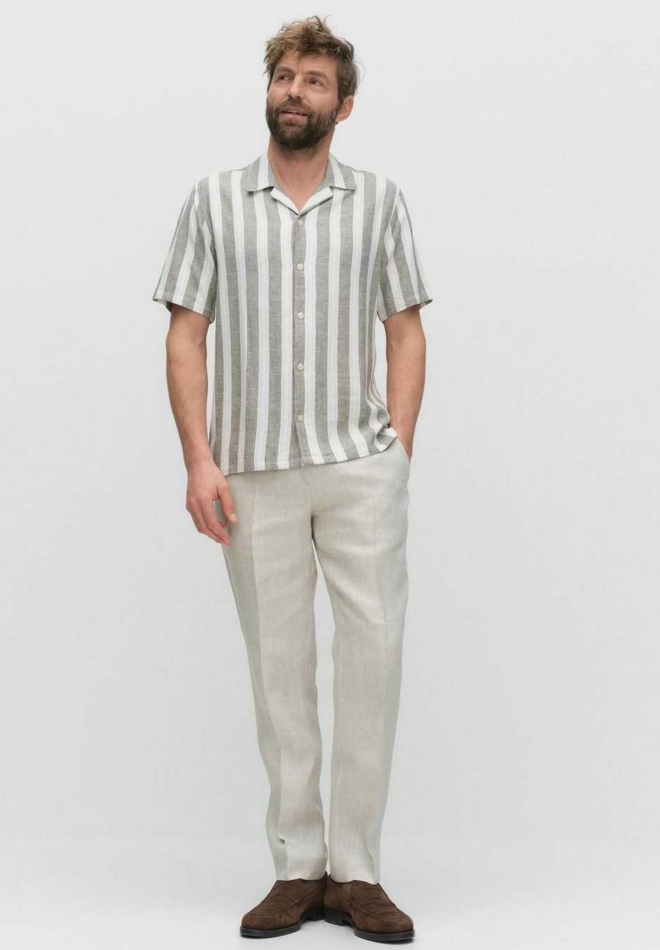 

Рубашка YVES STRIPED LINEN Bläck, зеленый