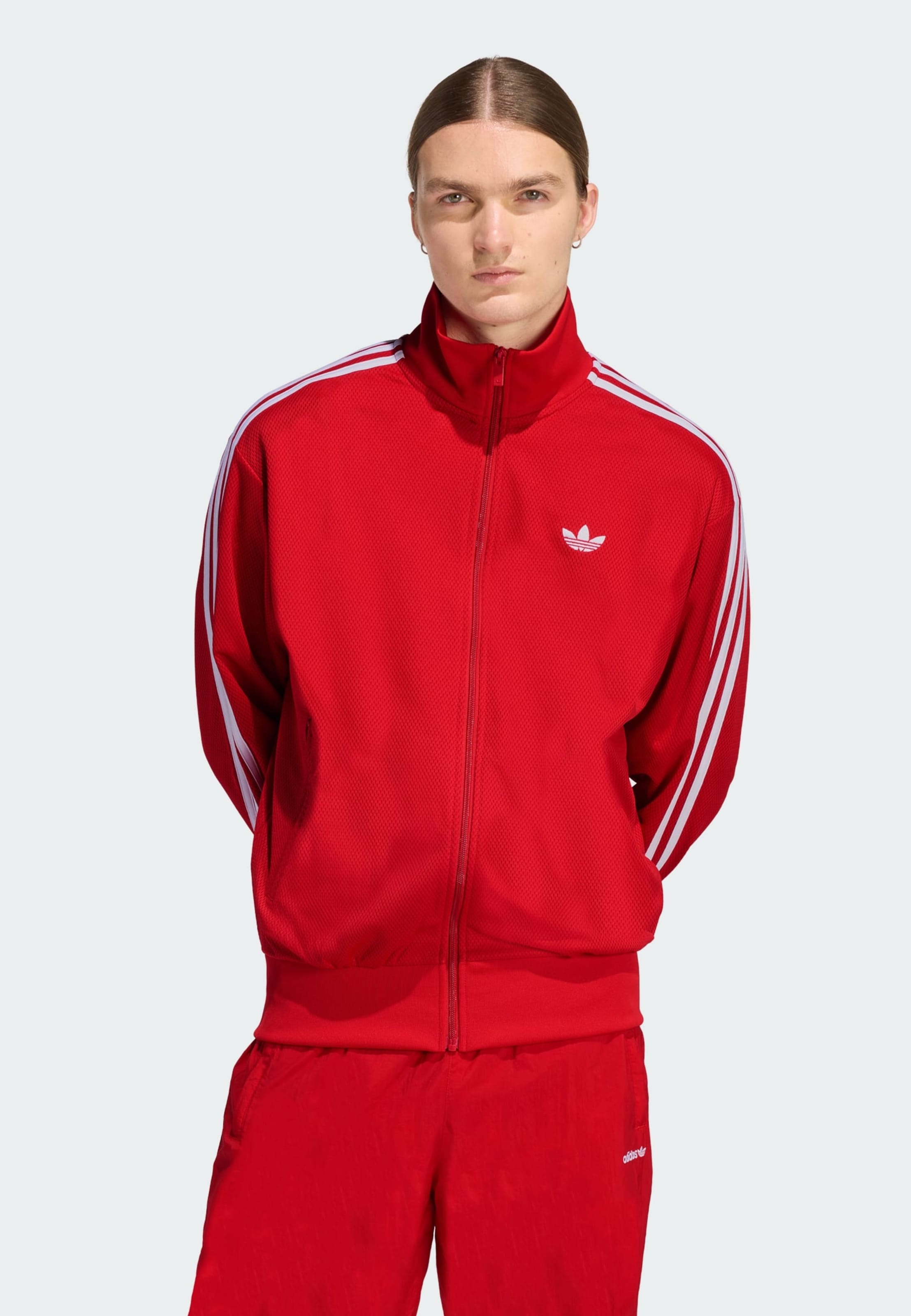 Adidas Originals Толстовка с молнией 'Firebird Adicolor' в ярко-красном цвете — фото 2