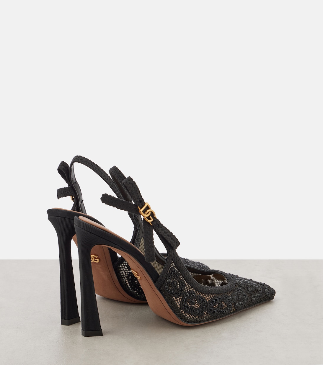 Туфли-лодочки с открытой пяткой и декором DG Dolce&Gabbana, Nero — фото 2
