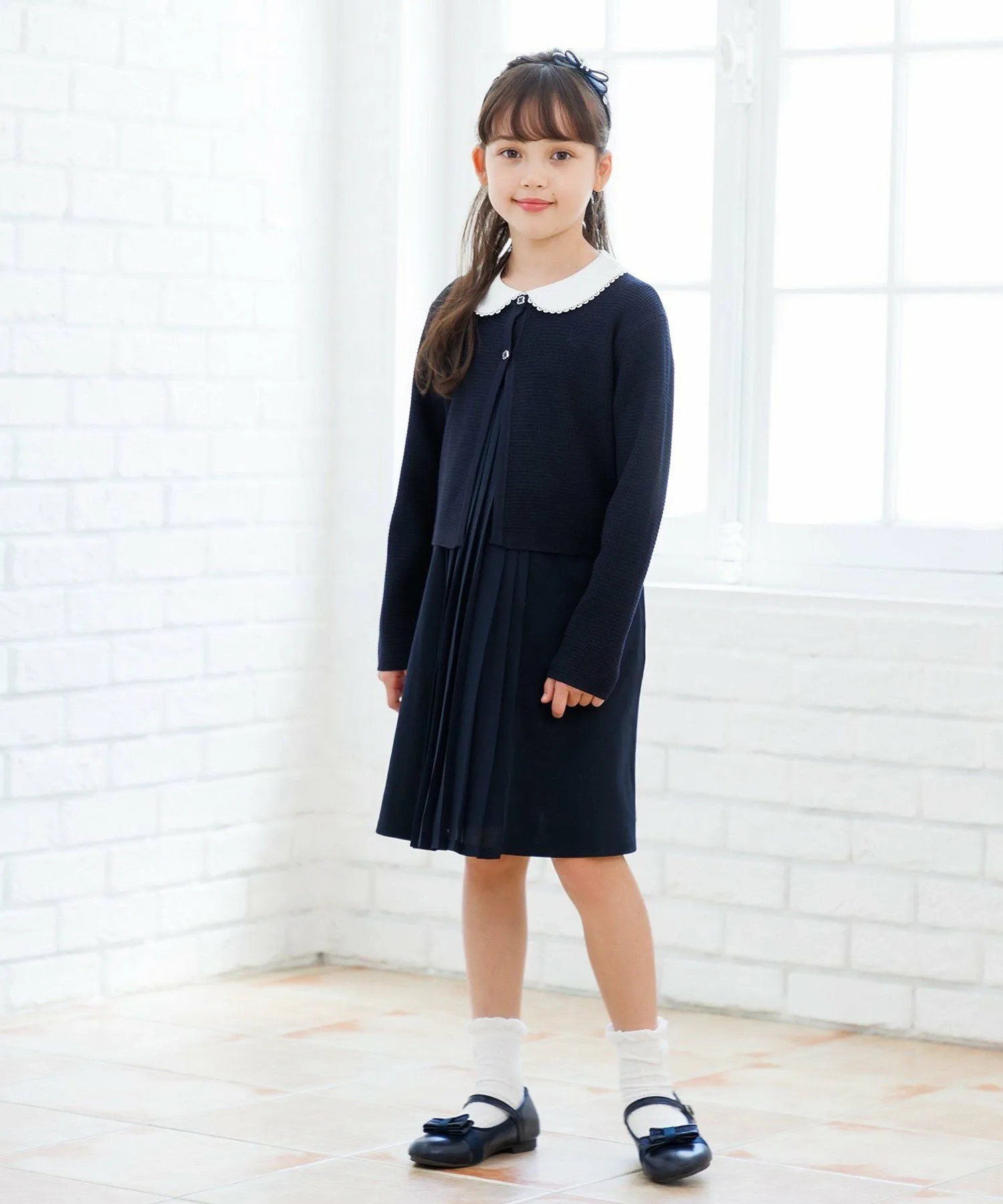 [110-140 см] Классическая вязаная куртка Kids Suite, Navy [075] — фото 2