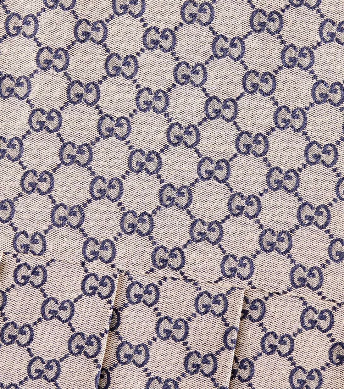 Платье из хлопчатобумажной ткани GG Gucci Kids, Oatmilk/Blue — фото 3
