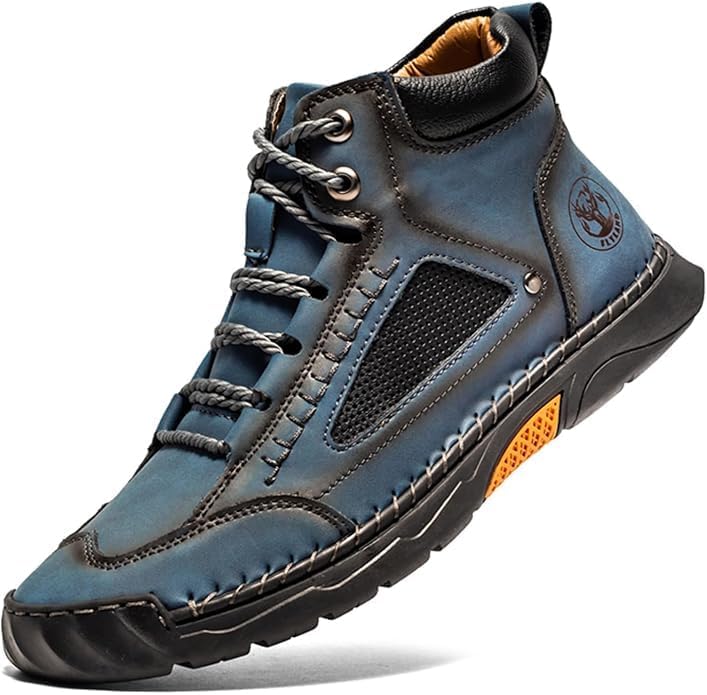 

Мужские повседневные кожаные модные кроссовки FLYLAND, ботинки Чукка, ручной работы, легкие лоферы, средние по высоте, для ходьбы и вождения, синий