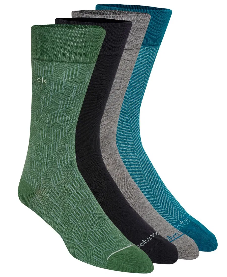 Мужские плоские вязаные носки (комплект из 4 пар) Calvin Klein, Green Assorted