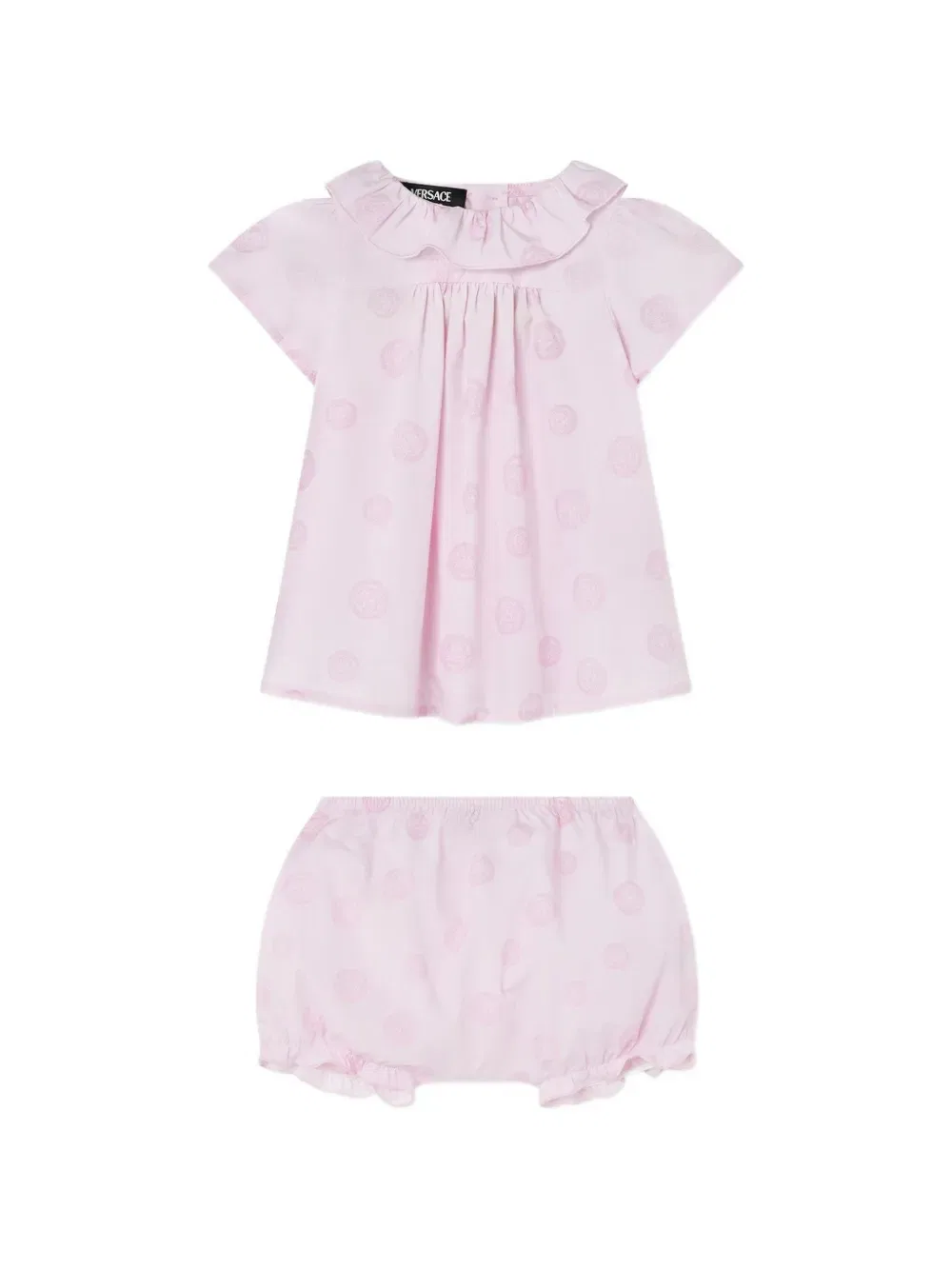 Комплект из трех предметов детской одежды с оборками и медальонами Versace Kids, розовый