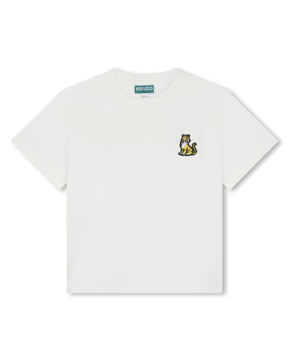 

Футболка для мальчика из 100% хлопка с логотипом на спине Kenzo Kids, белый