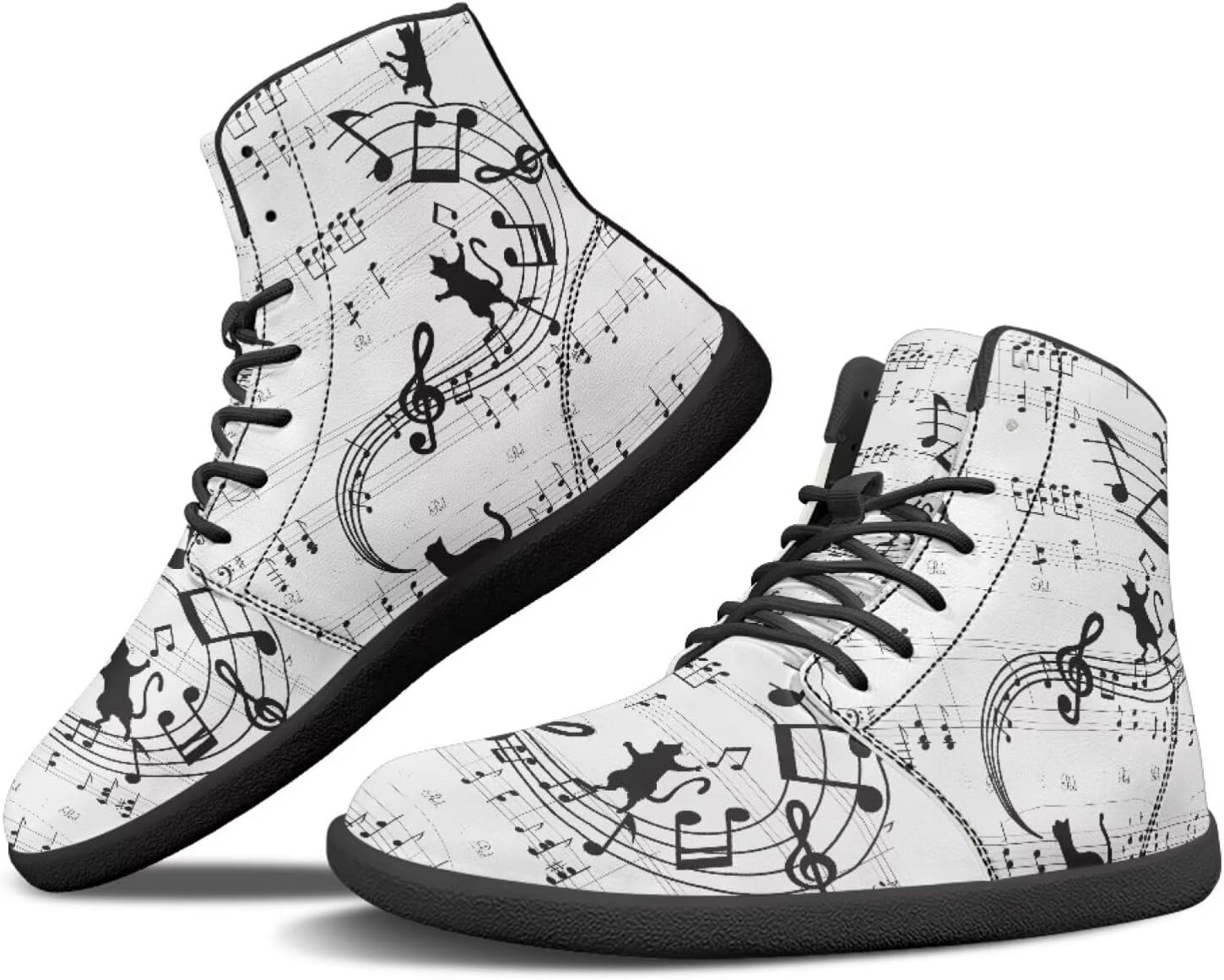 

Мужские кроссовки Barefoot Shoes с принтом музыкальных нот: высокие, с широким носком, на шнуровке, с нескользящей подошвой, для тренировок и бега Xixirimido, черный