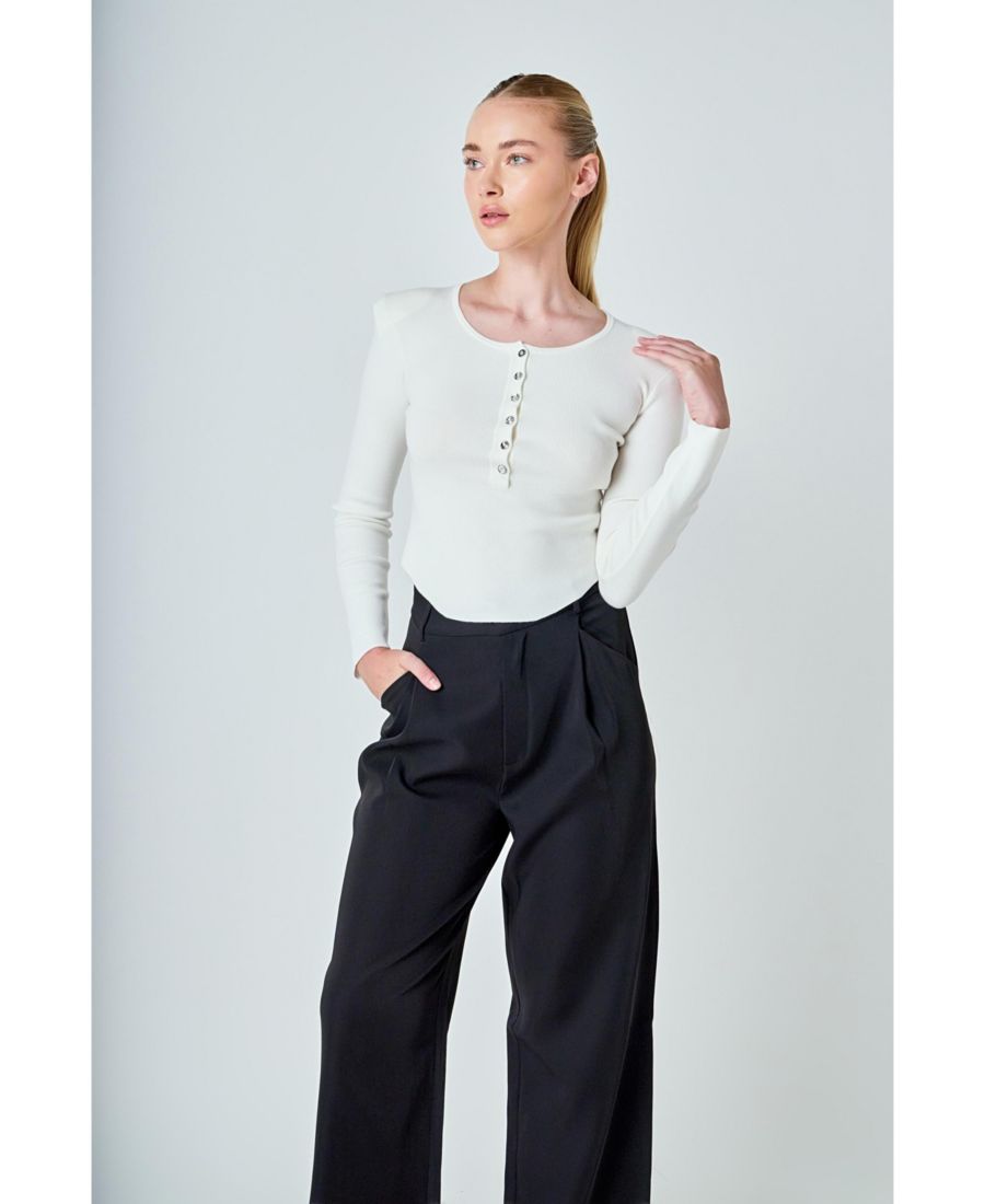 

Вязаный топ с подплечниками для женщин endless rose, Ivory