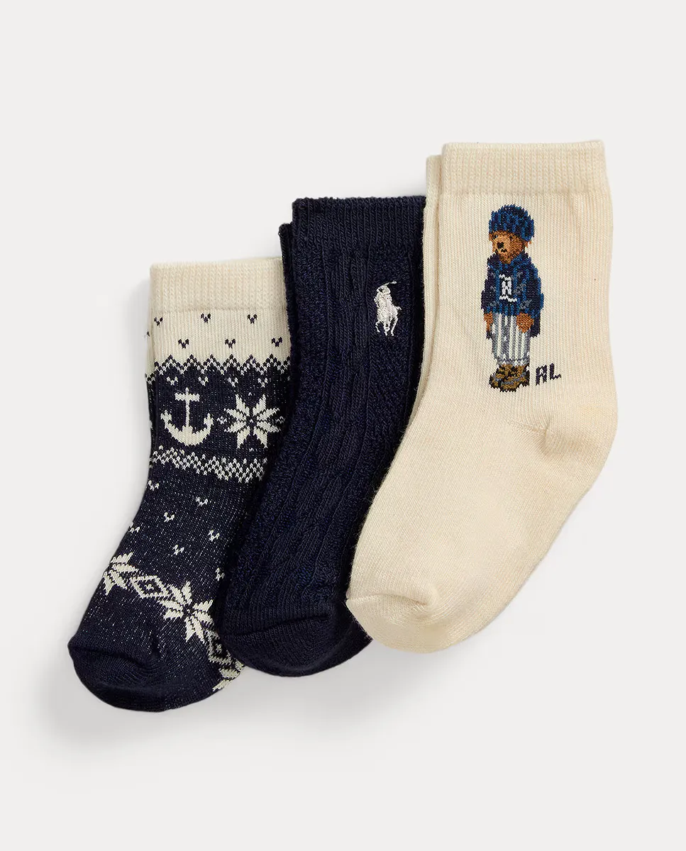 

Набор из 3 детских носков с мишкой-поло Polo Ralph Lauren, мультиколор