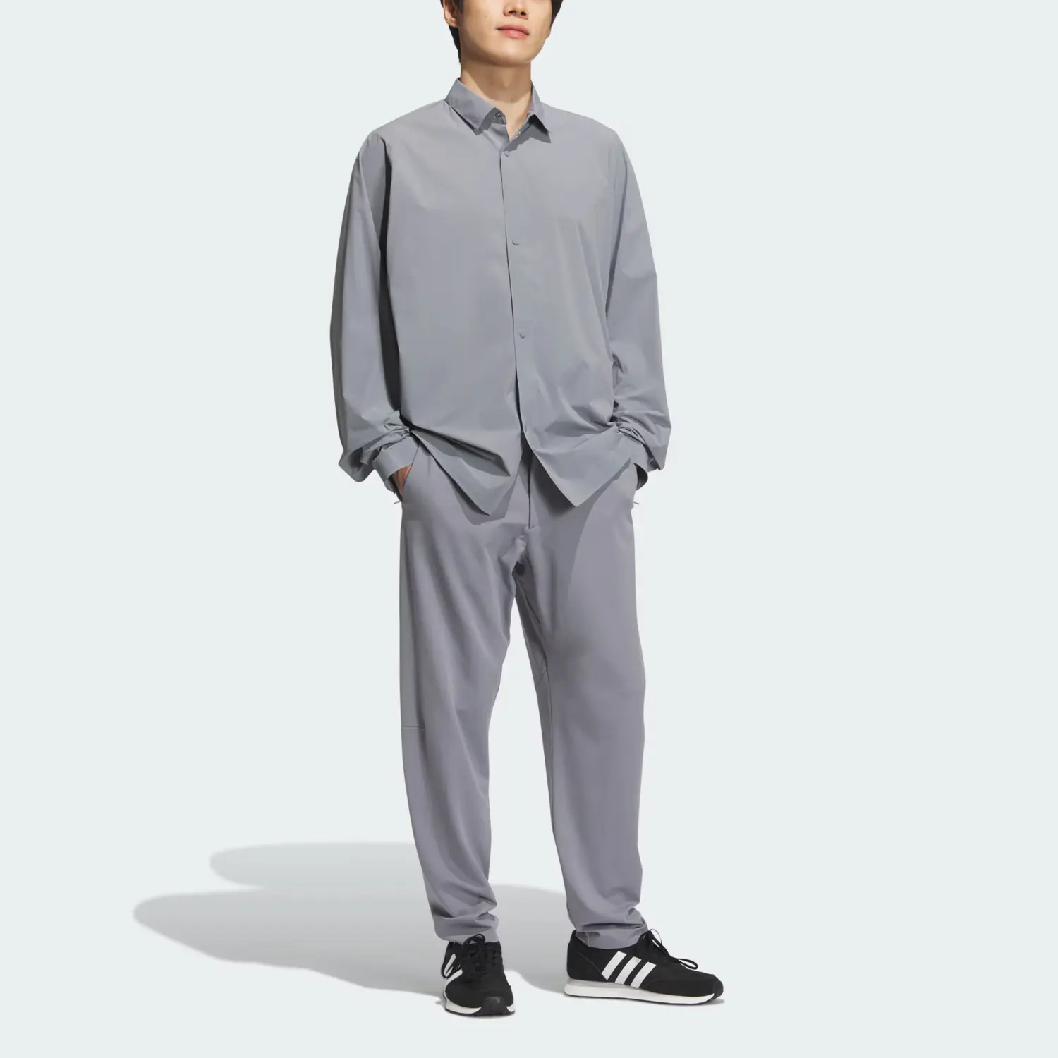 Wz knit джоггеры повседневные брюки мужские light gray Adidas, светло-серый — фото 4