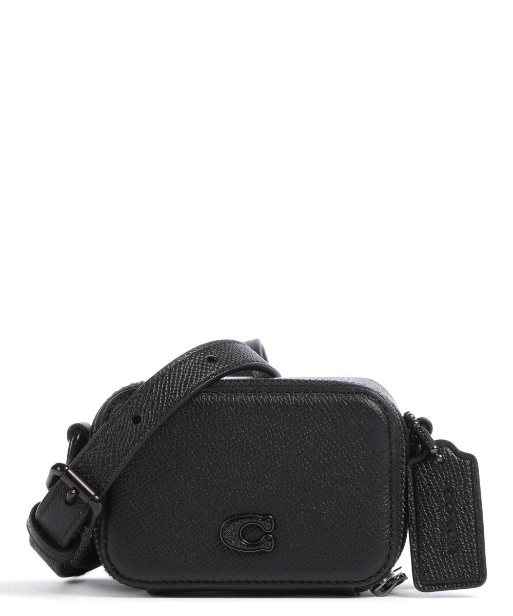 Сумка через плечо из зерненой кожи Coach, черный