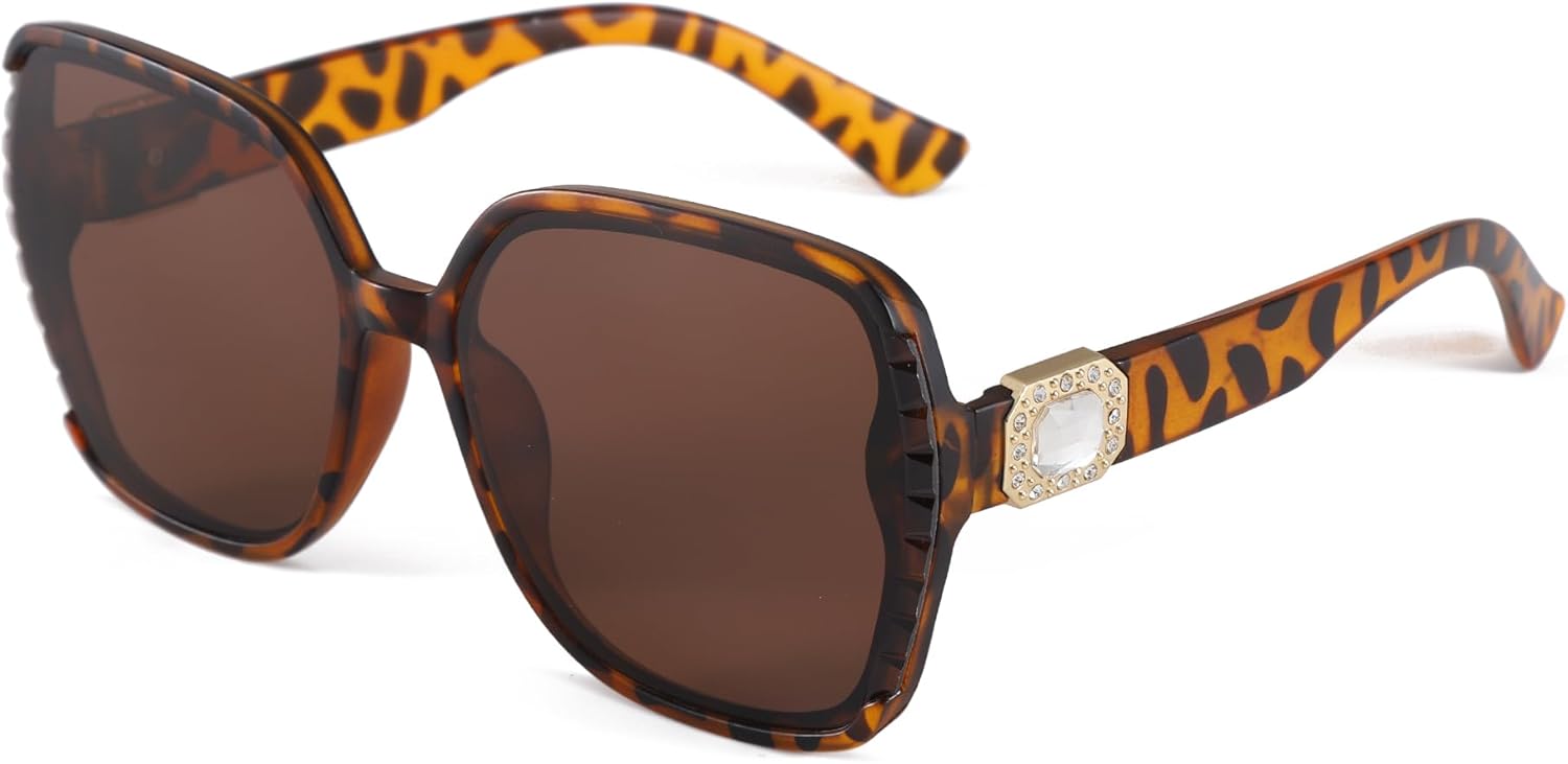 

Солнцезащитные очки Long Keeper Oversized Square для женщин, винтажные, с кристаллами, в стиле 70-х, ретро, ​​роскошные, с большой оправой, защита от ультрафиолета UV400, Leopard Brown