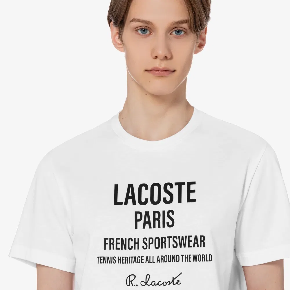 Футболка мужская Lacoste Lettering Graphic Print, белый — фото 2