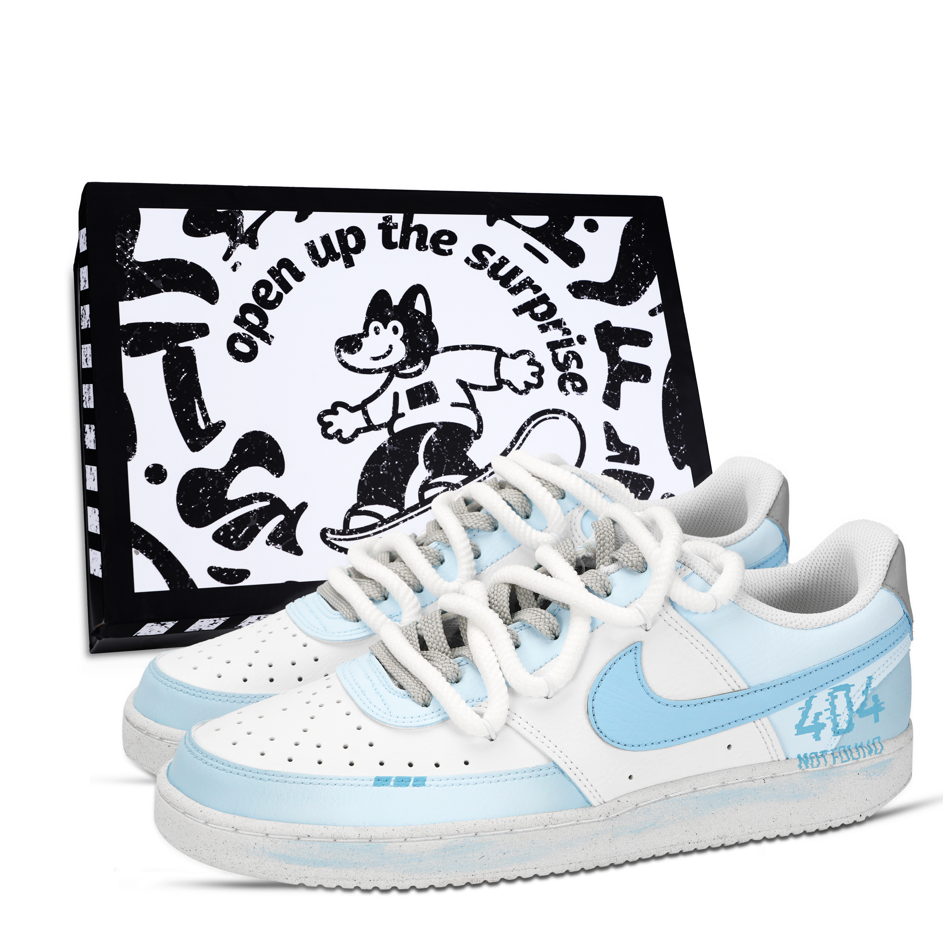 

Nike Кроссовки Court Vision 1 Unknown Error, износостойкие, низкие, для скейтбординга, мужские, сине-белые