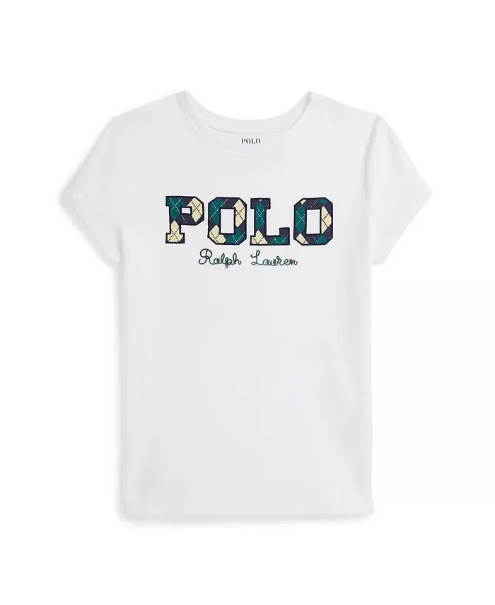 

Футболка с логотипом для девочек 7-16 лет с короткими рукавами Polo Ralph Lauren, белый