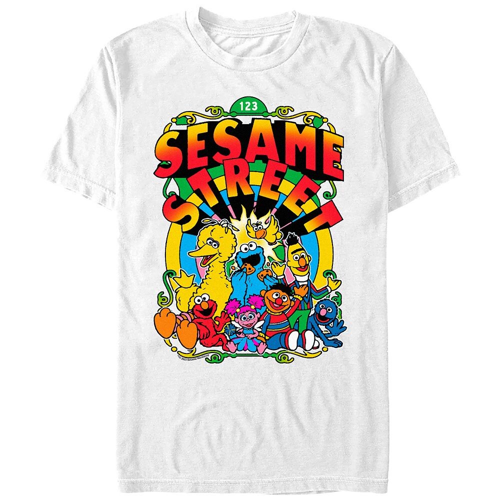 

Мужская футболка с графическим плакатом «Улица Сезам» Groovy Licensed Character, белый