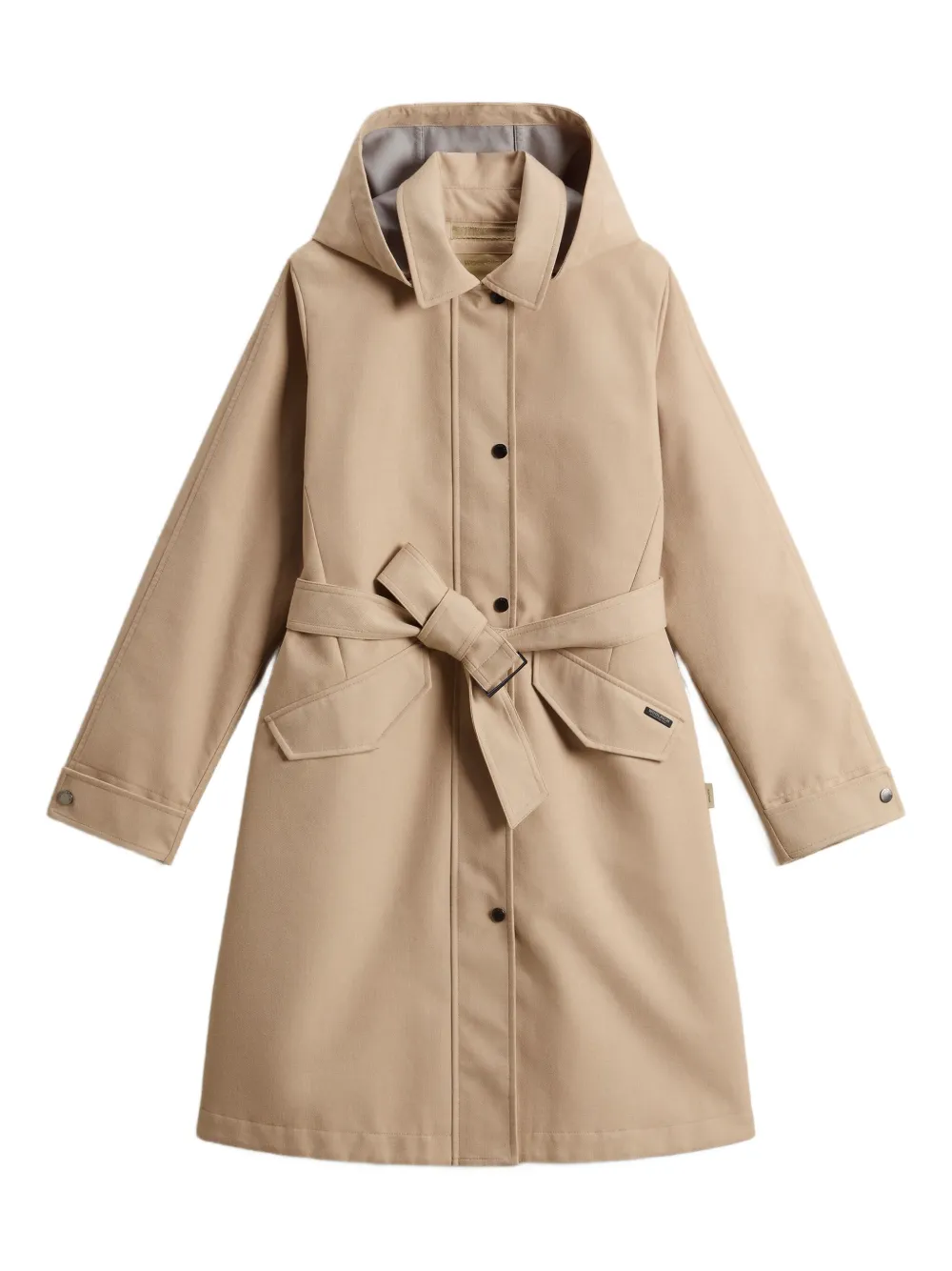 

Непромокаемый тренч с капюшоном и поясом WOOLRICH, нейтральный