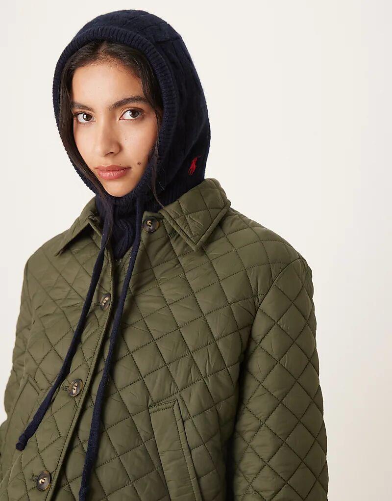 

Капор - капюшон Polo Ralph Lauren с косичками темно-синего цвета