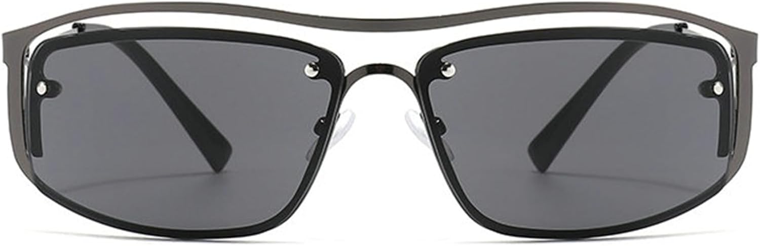 

Модные солнцезащитные очки Helena без оправы в стиле Y2K для женщин и мужчин, стильные солнцезащитные очки в стиле 2000-х, панк-очки, прямоугольные спортивные очки, C1