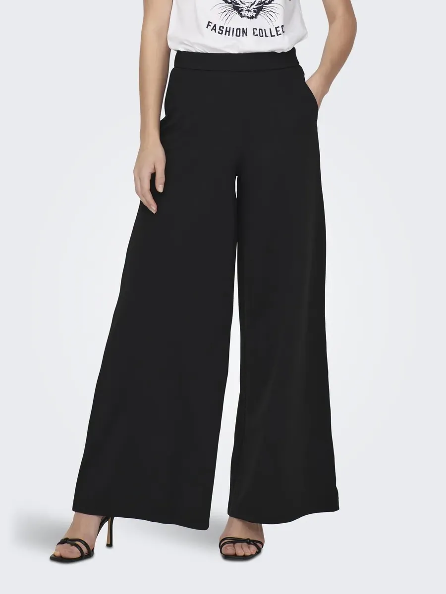 

Трикотажные брюки JDY "JDYTANJA LIFE WIDE FLOWY PANT JRS NOOS", черный