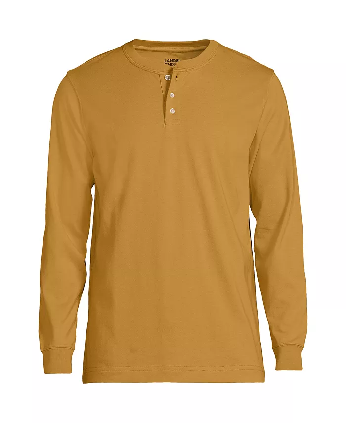 

Футболка с длинным рукавом Henley Big & Tall Super-T Lands' End, серый