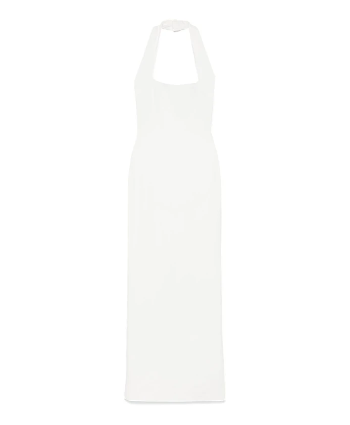 

Бежевое платье без рукавов с завязками на шее и молнией Solace London, белый