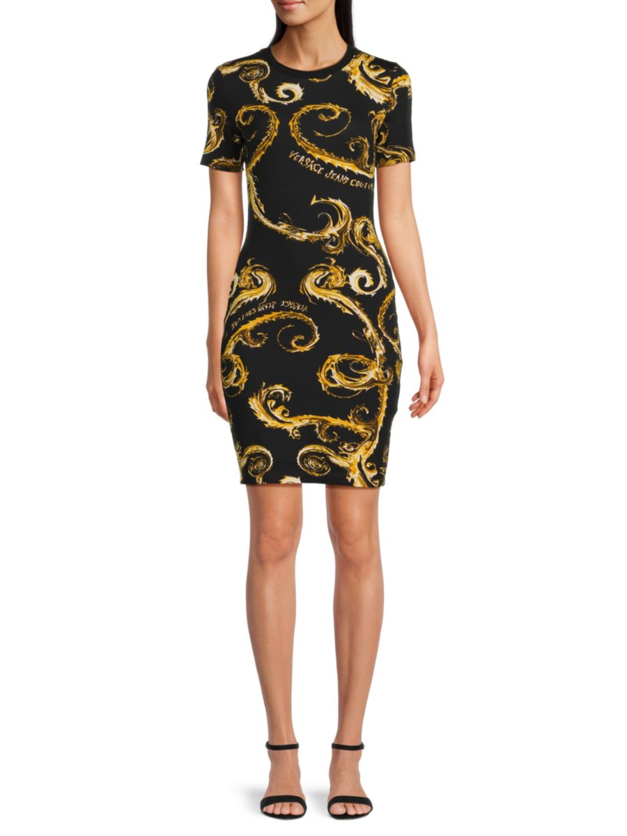 

Мини-платье с логотипом Versace Jeans Couture, цвет Black Gold