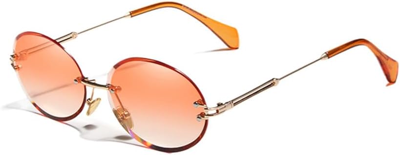 

Солнцезащитные очки UV400 для мужчин и женщин | Безободковая оправа из сплава | Линзы ярких цветов для вождения и занятий спортом на открытом воздухе generic, Orange Gradient