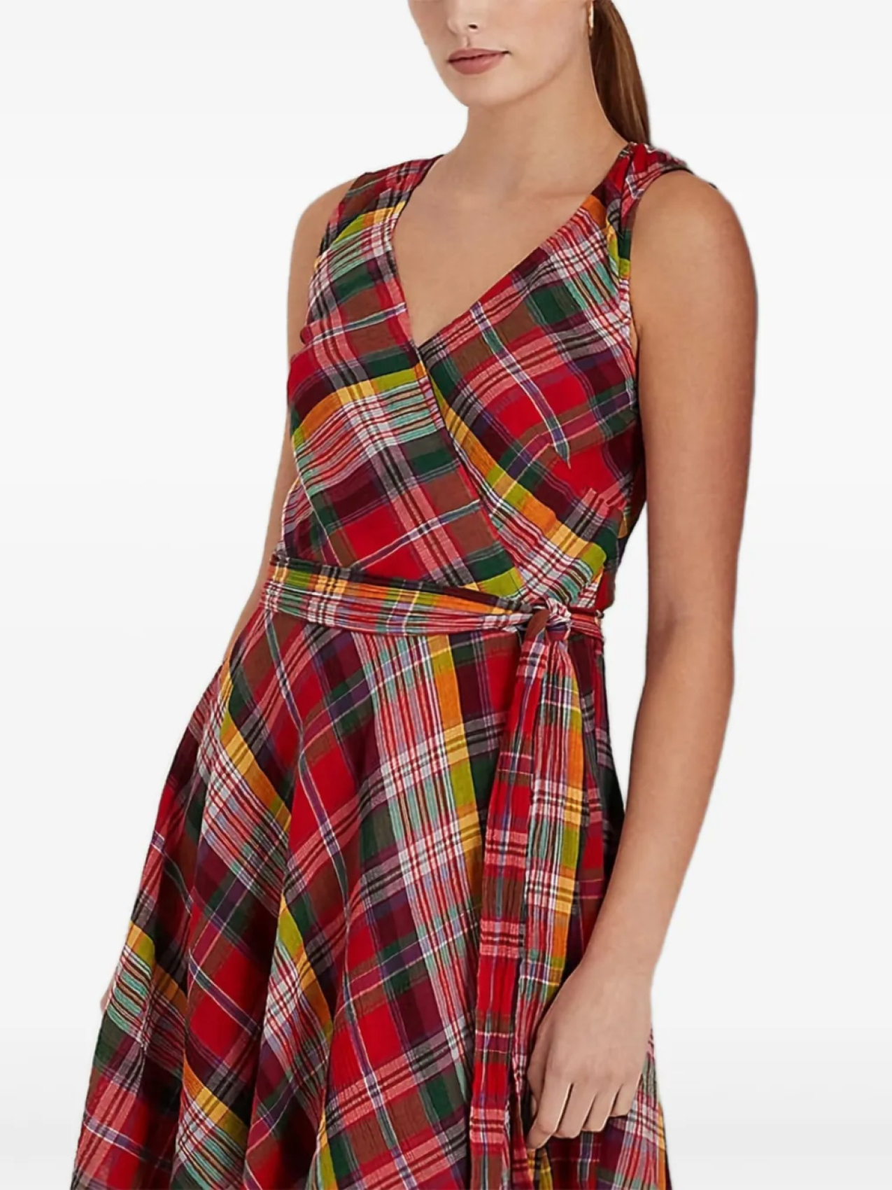 

Платье в клетку с поясом Lauren Ralph Lauren, розовый