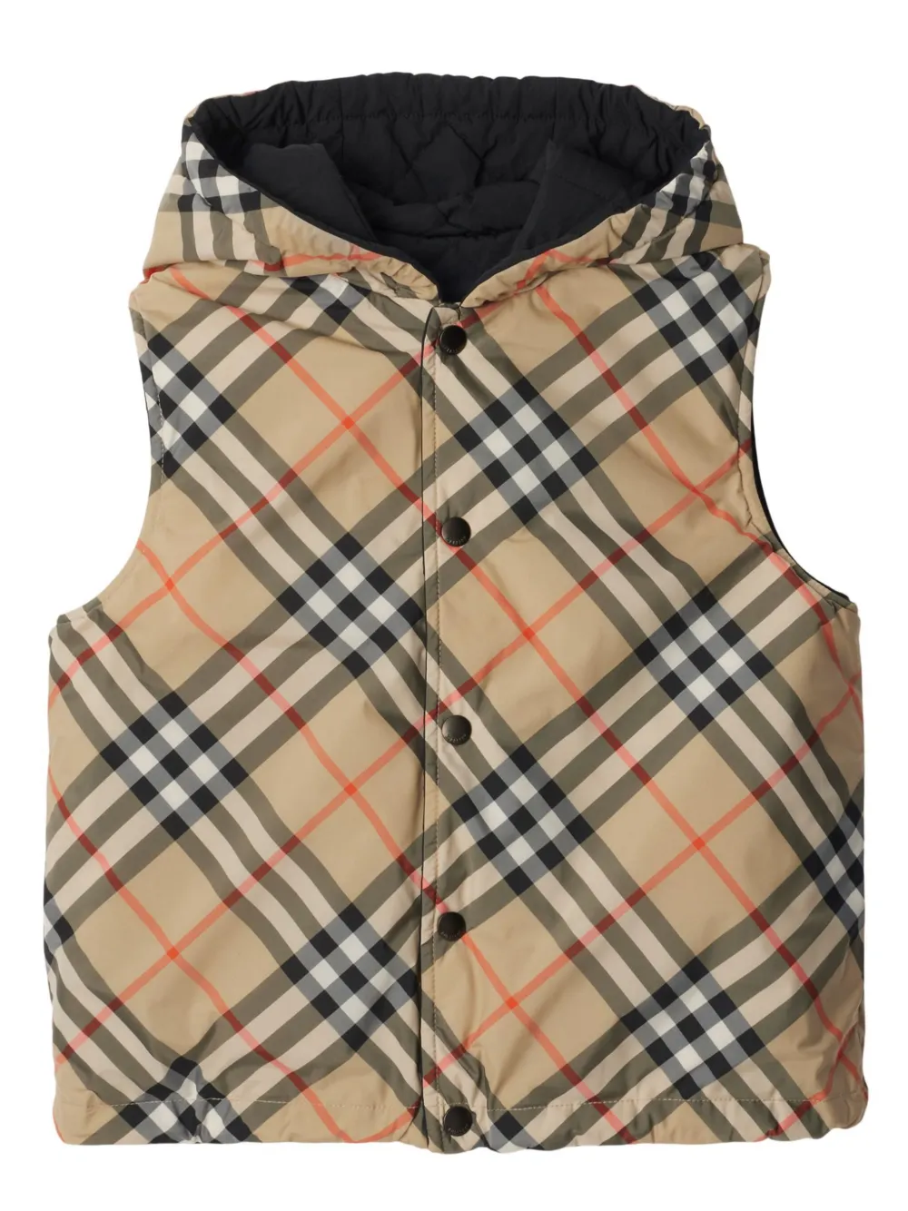 

Двусторонний жилет в клетку BURBERRY KIDS, нейтральный