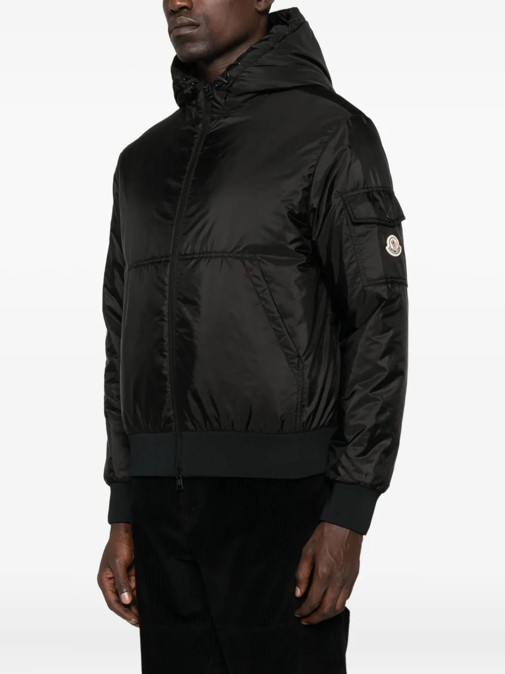 Куртка с капюшоном и застежкой-молнией спереди MONCLER, черный — фото 3