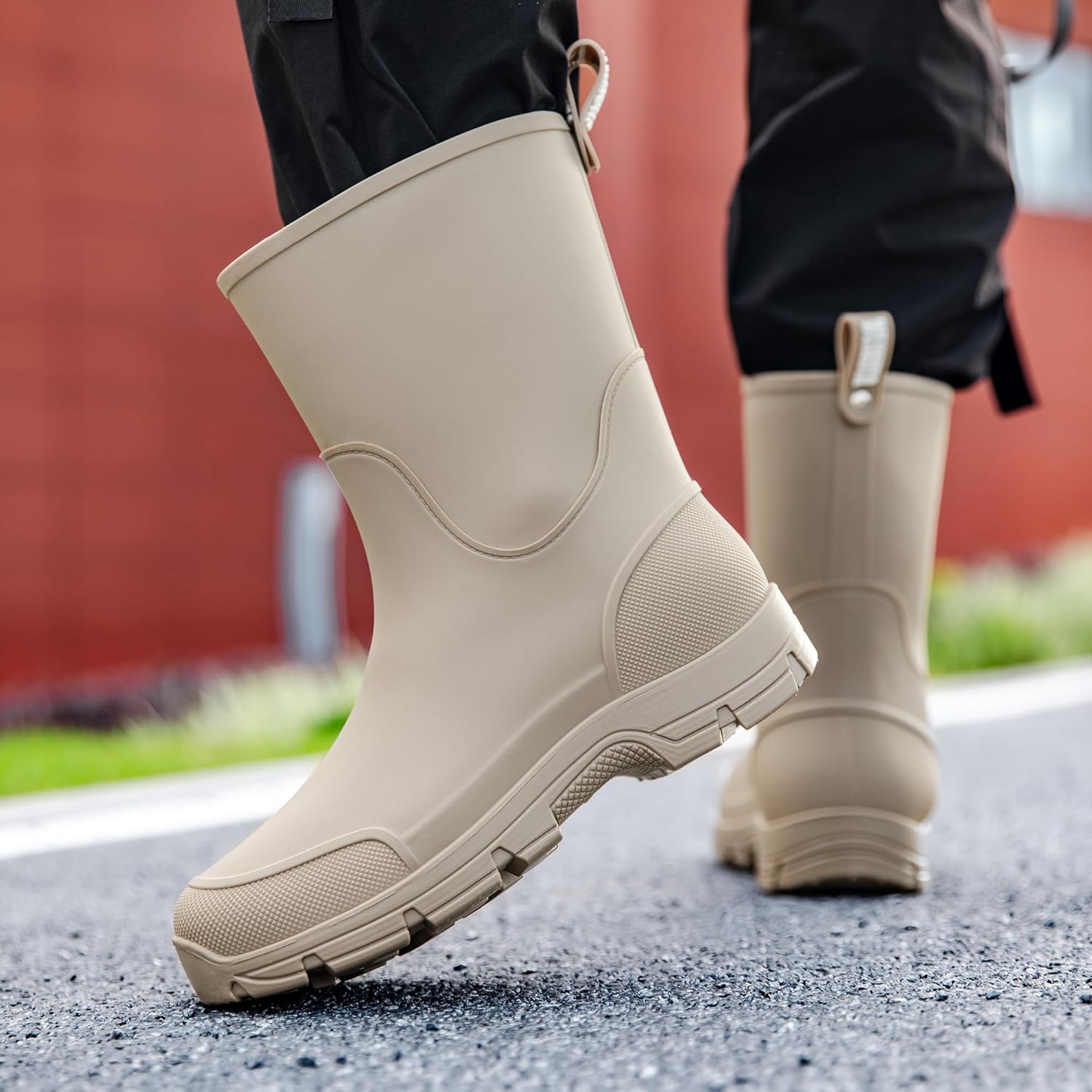 Водонепроницаемые резиновые сапоги WOWSTICK для мужчин и женщин, легкие, противоскользящие, для рыбалки, работы в саду и на улице, средние по высоте, серый — фото 3