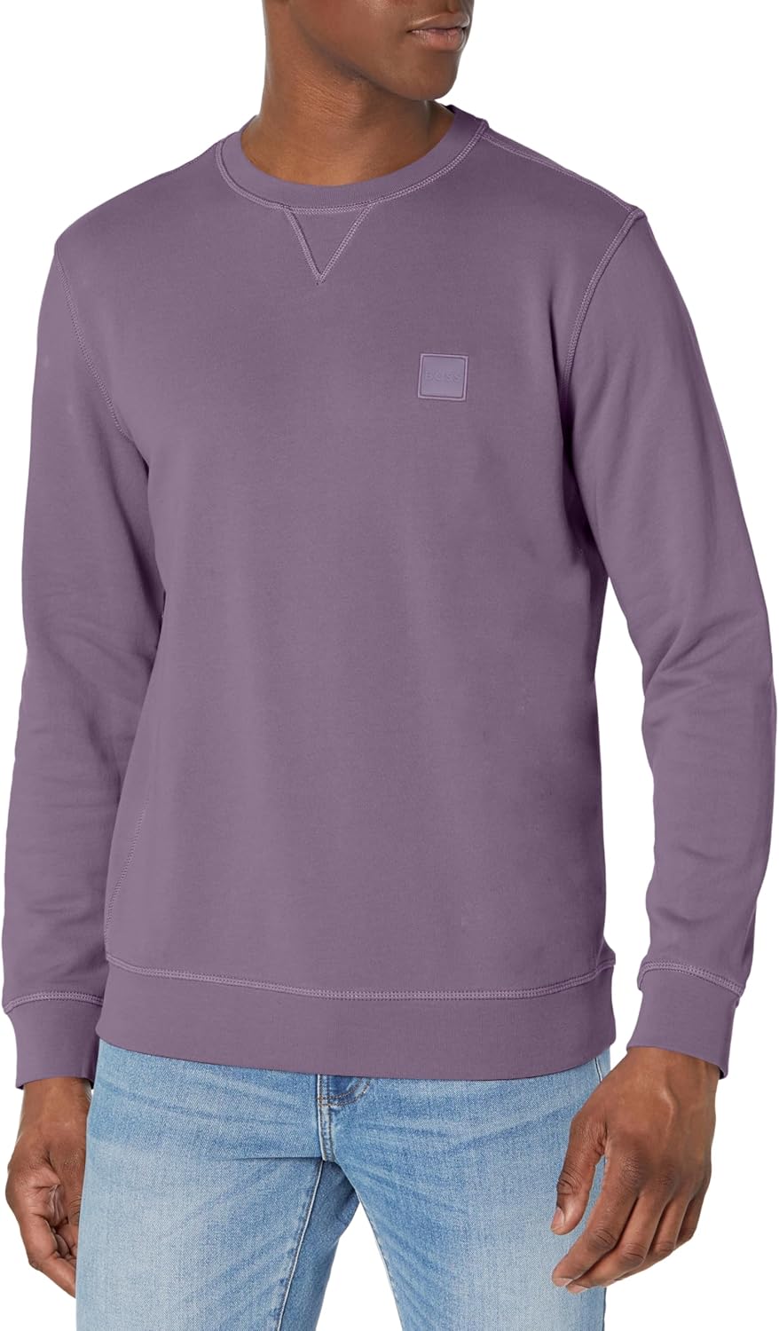 

BOSS мужской свитшот с логотипом из французского футера, Purple Sage