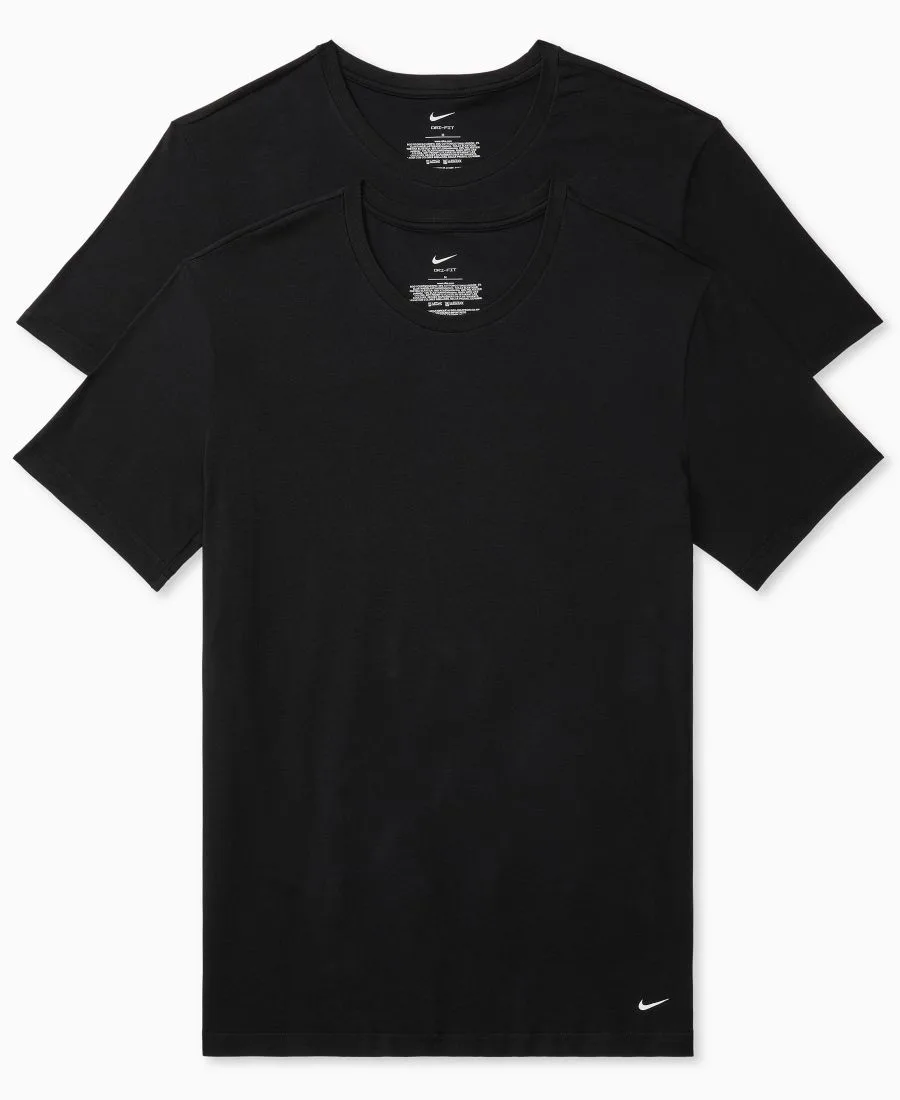Мужские хлопковые эластичные майки с круглым вырезом Dri-FIT Essential, комплект из 2 штук Nike, черный