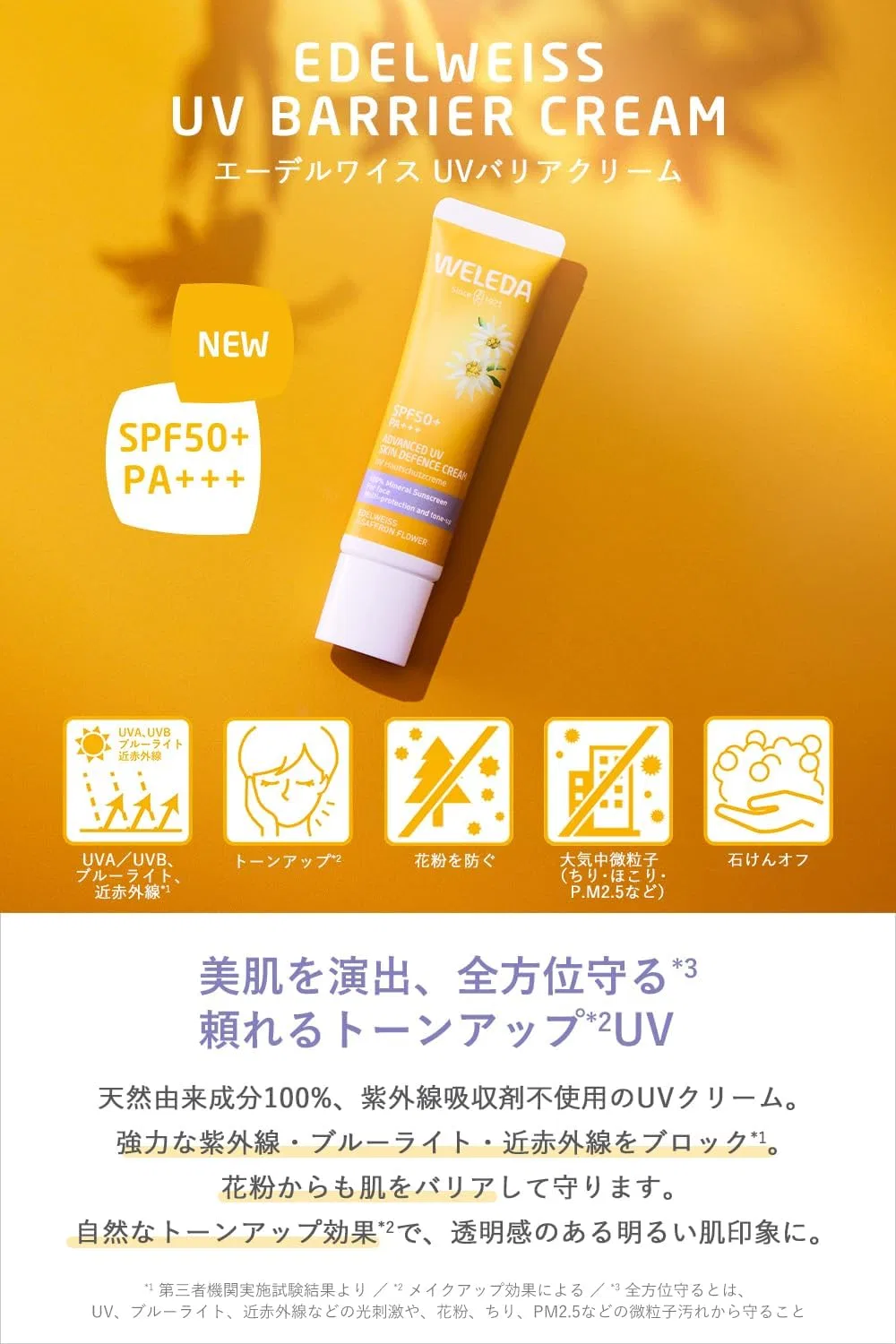 Солнцезащитный крем для лица Weleda Edelweiss UV Barrier SPF50+ PA+++ 60 мл — фото 3