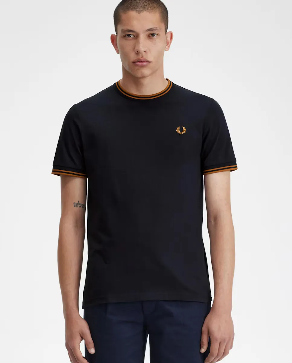 

Мужская футболка с короткими рукавами и круглым вырезом Fred Perry, темно-синий