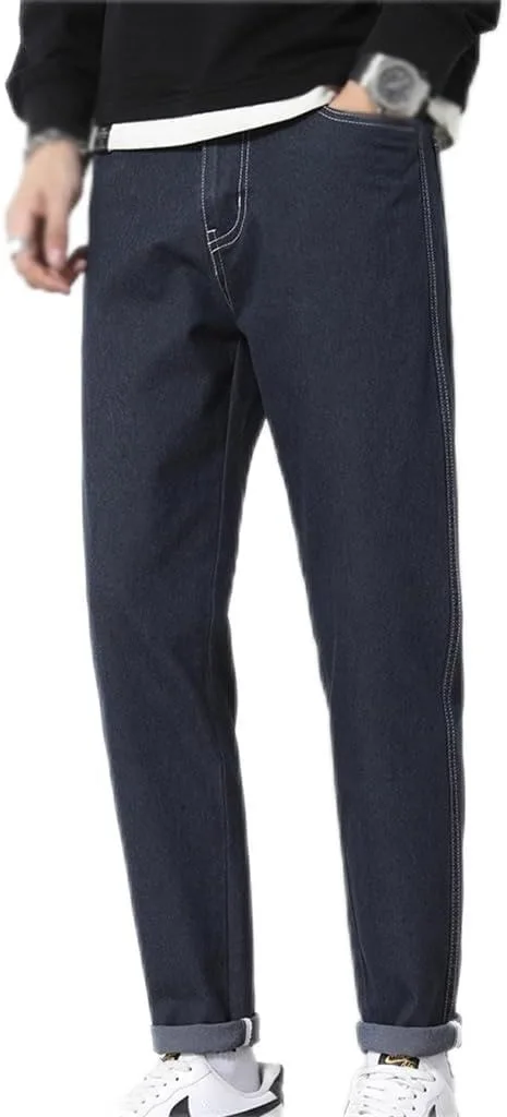 

Джинсы Cotton Harajuku прямые мужские Plus Size SIDUFHAOPKLL