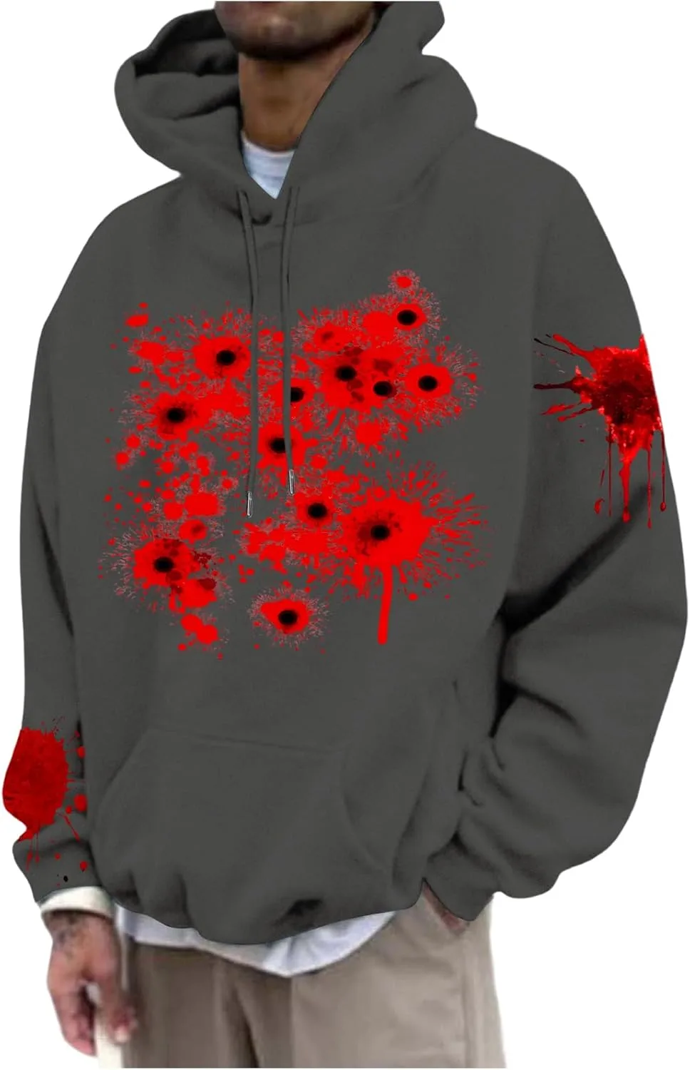 

Мужской худи с капюшоном | Halloween Bloody с кулиской