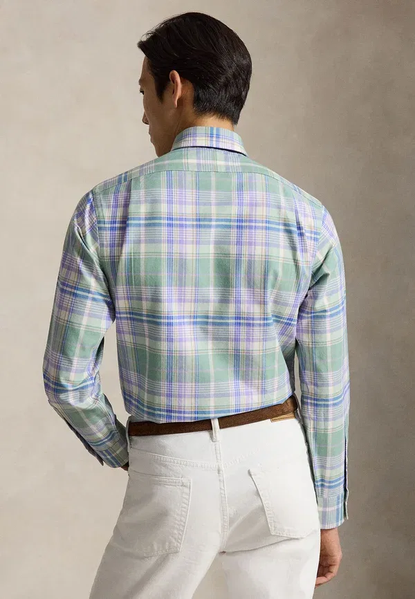 Рубашка оксфордская Polo Ralph Lauren, Custom fit plaid oxford shirt, цвет выцветшая мята/мульти — фото 3